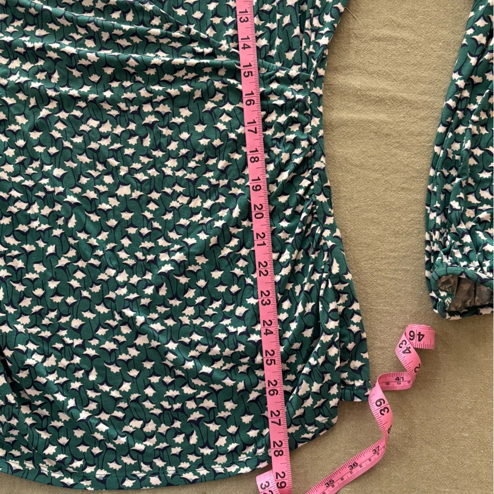 Boden Green Floral Wrap Blouse 12 NWT - Picture 13 of 16